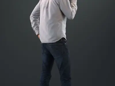 european man in casual clothing standing making a phone call 3D model