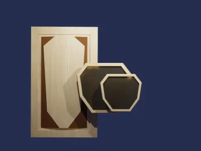 Wooden door with windows 3D model