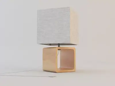 LAMP---Cubic wooden lamp with shade 3D model