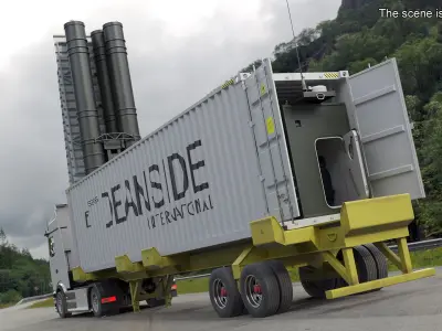  40ft Shipping Container for Air Defense Systems Rigged for Cinema 4D 
