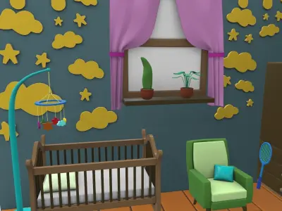 Isometric cartoon children room 07 3D model