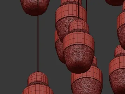 fedora copper and glass pendant lights hanging from ceiling 3D model