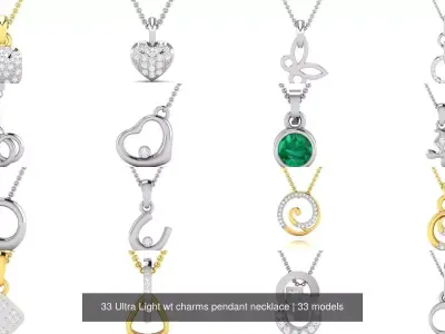 33 Ultra Light wt charms pendant necklace 3D Model Pack