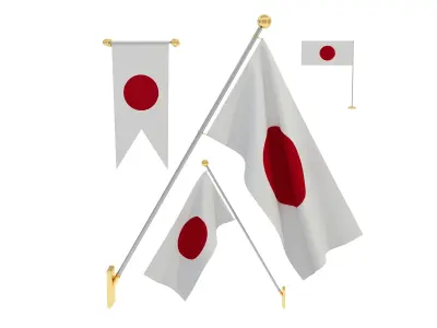 Flags of Japan 3D model