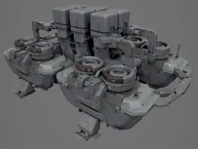 Scifi-543 spacecraft with two tanks 3D model
