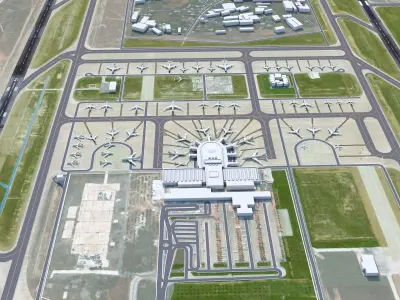 Antalya Airport 15km Low-poly 3D model