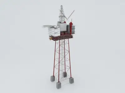 Jotun B Offshore Oil Platform Low-poly 3D model