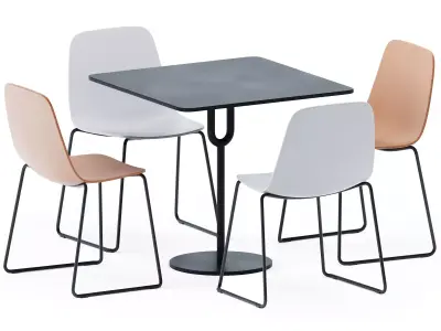 Piper Pedestal Table 800S and Maarten Plastic Chair by Viccarbe 3D model