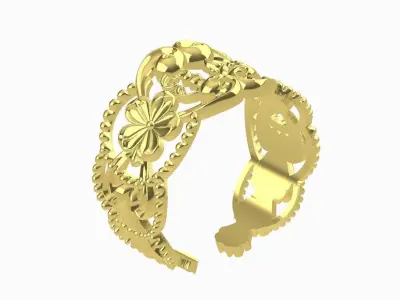 Floral Light Weight Gold Ring Design  3D print model