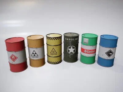 Barrels big pack  Low-poly 3D model