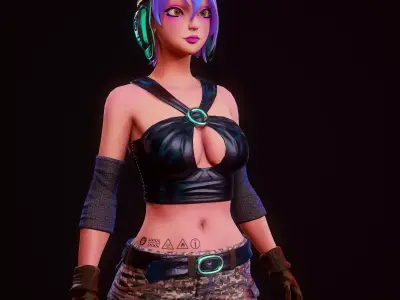 Girl 3D Model woman with hair and shorts Low-poly 3D model