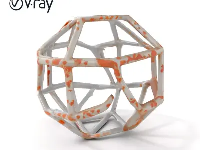 Geometric Wireframe Model Pack with Rusty Texture Low-poly 3D model
