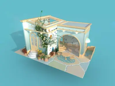 Cute Coffee Shop Diorama 3D model