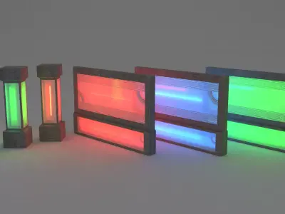 Neon Architecture Wall and Column 3D model
