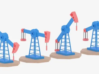 Cartoon Oil Pump Jack Low-poly 3D model