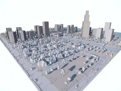 Simple Poly Urban Downtown - Low Poly Assets Low-poly 3D model