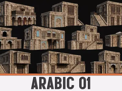 ARABIC 01 with INTERIORS 4K TEXTURES Low-poly 3D model