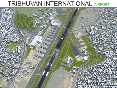 Tribhuvan International Airport 10km Low-poly 3D model