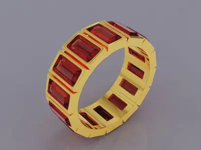 Bezel set baguette cut diamond eternity ring band 3D print model