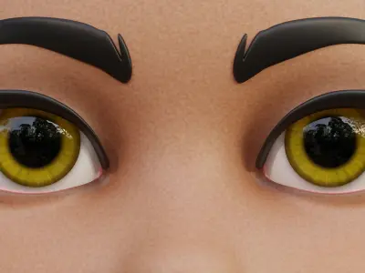 Yellow Disney-Style Cartoon Eyes Low-poly 3D model