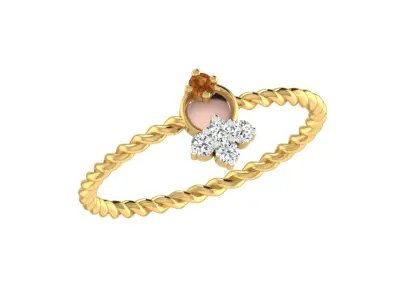 Light Weight Yellow Gold Diamond Ring  -EZ LR-31 3D print model