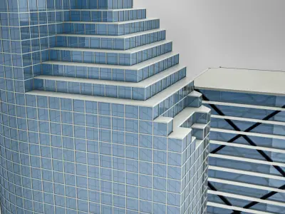 High-rise building tower low poly Low-poly 3D model