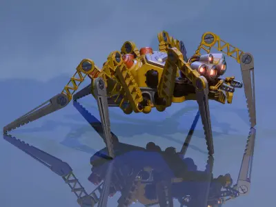 Mechanical Spider Robot  Low-poly 3D model