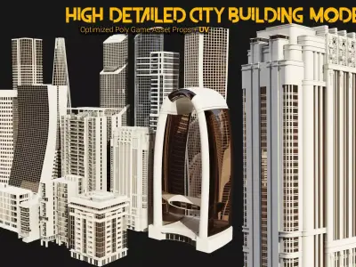 High Detailed Modern City Building Model Pack Low-poly 3D model