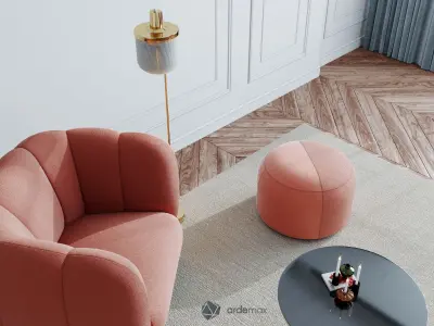 Furniture set chair and ottoman 3D model