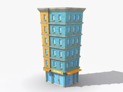 Cartoon Building x29 Low-poly 3D model