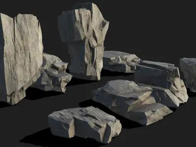 Mountain Rocks - 3D Models PBR Pack 05 Low-poly 3D model