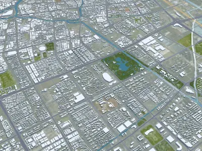 Yancheng Jiangsu China 150km AI Low-poly 3D model