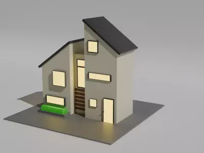 Modern Low-Poly House Exterior Low-poly 3D model