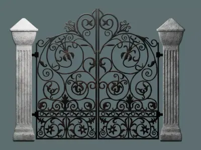 Reja exterior de hierro forjado 3D model