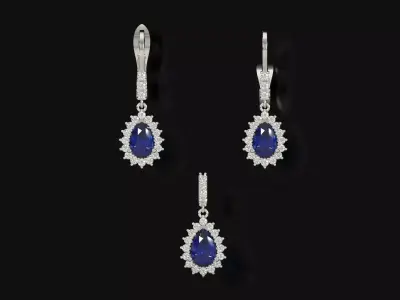Sapphire and Diamond Teardrop Half Set js0022 3D print model