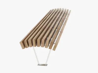 Wooden curve bench 3D model