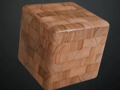Polished End-Grain Wood Butcher Block PBR Texture