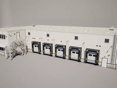 Industrial Warehouse Building with Loading Dock 3D model