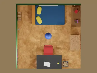 Small Miniature Bedroom Free low-poly 3D model