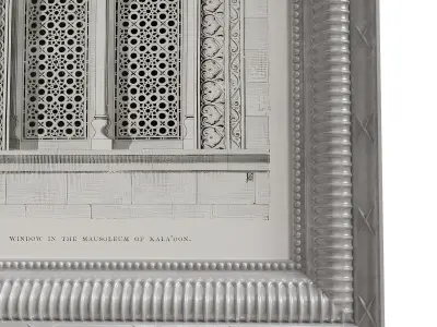 Classic muslim islamic wood frame window frame drawing 3D model