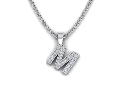 Pendant M with letter 3D print model