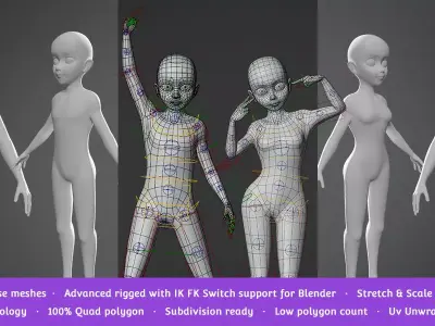 Base Meshes Child Starter Kit Low-poly 3D model