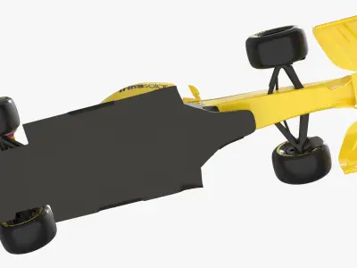  Yellow Formula One Car with Black Aero Trim Rigged for Cinema 4D 