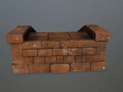 stairs 7 brick wall Low-poly 3D model