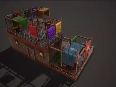 Medieval Tailor Shop Low-poly 3D model