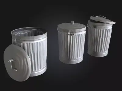 Trash Cans Trio  Urban Waste Management Set 3D model