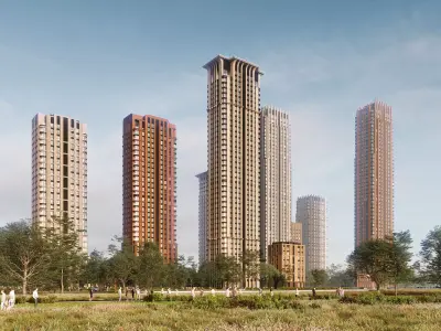 Modern apartment building concept 3D model 3D model