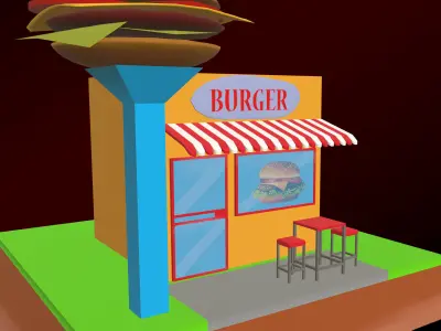 Burger Shop Free low-poly 3D model