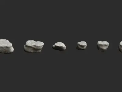 Short Flat Rocks - White 2 Low-poly 3D model