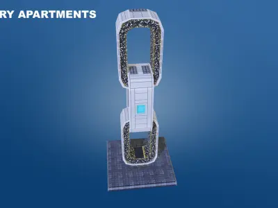 Low Poly Sci-Fi Building 8 - Hospital - Pixel City 3D Asset Pack Low-poly 3D model
